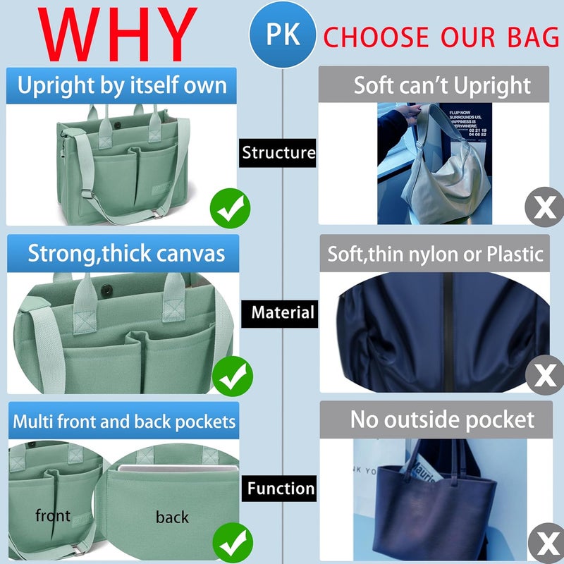 ZHMO Canvas Tote Bag for Women,Women's Bags Crossbody Bags Work Laptop Tote Bag Large Handbags Purse for Travel Nurse Teacher - Image 5